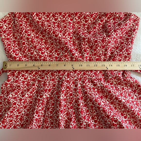 Anthropologie Izzy Romper Open Back Red Floral Cotton Boho Size L - Picture 7 of 10